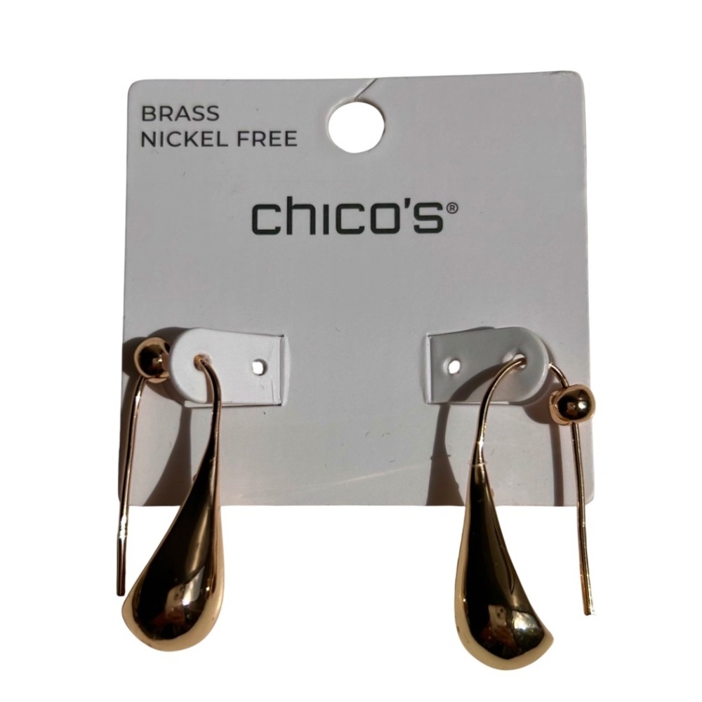 NWT Chico's Dangle Earrings Brass New on Card